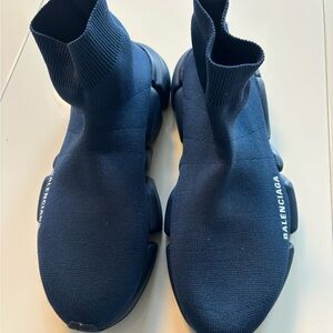 Balenciaga Dark Blue Knit Sneakers